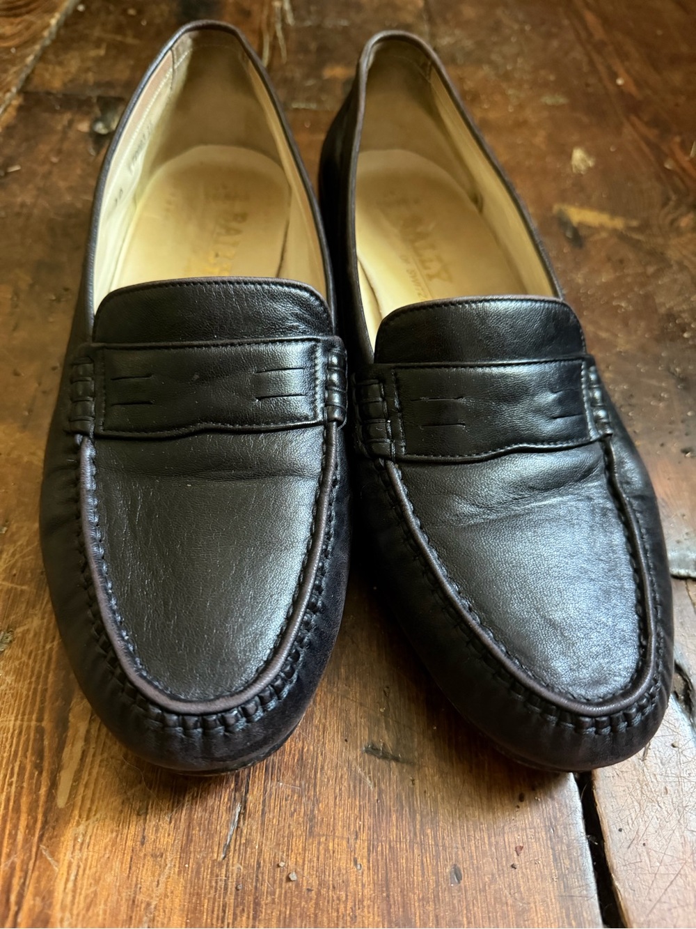 Bally Men's Dark Brown Leather Penny Loafers